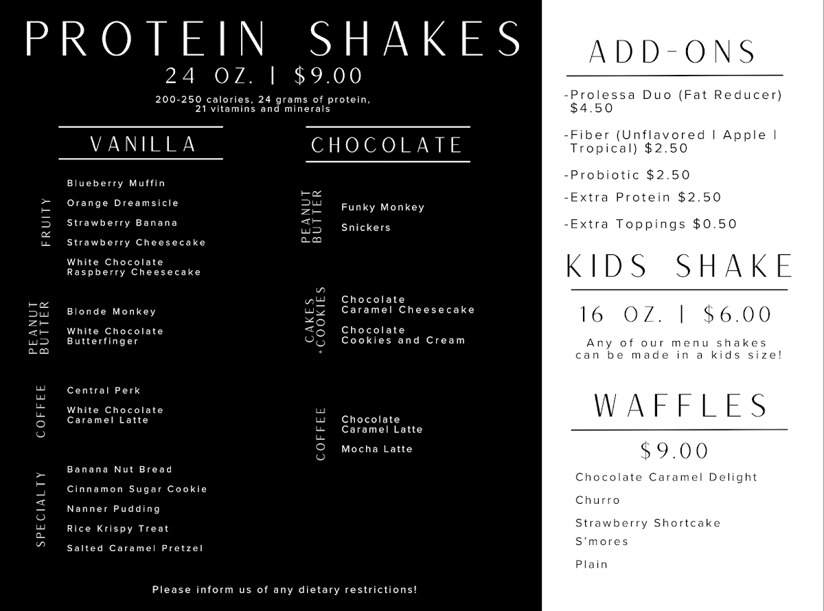 Refresh Nutrition menu board