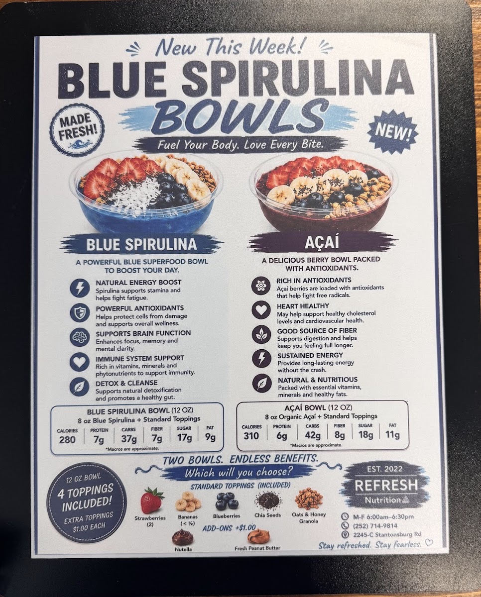 Refresh Nutrition menu board