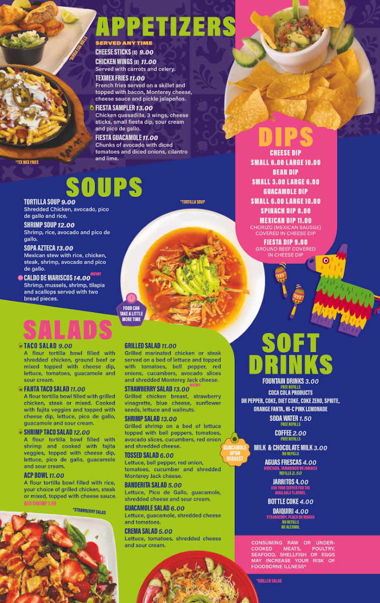 Fiesta Charra Mexican Restaurant & Grill 2 menu board
