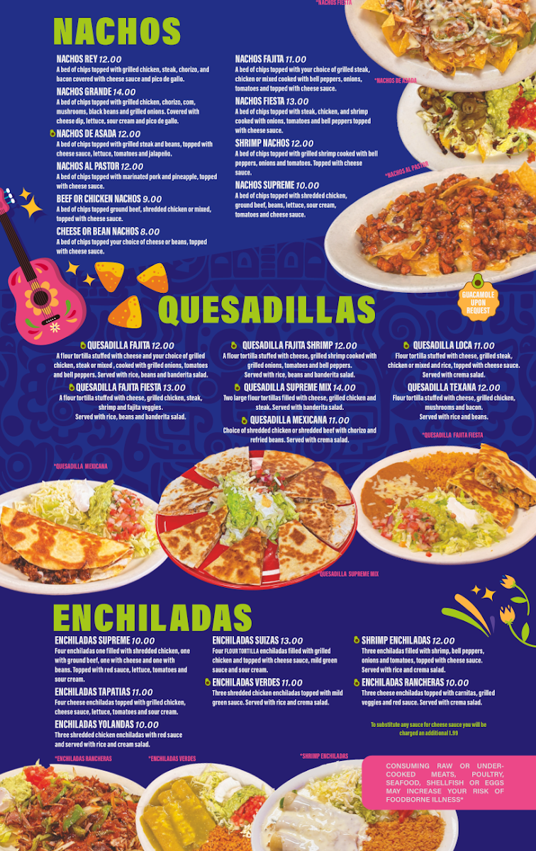 Fiesta Charra Mexican Restaurant & Grill 2 menu board