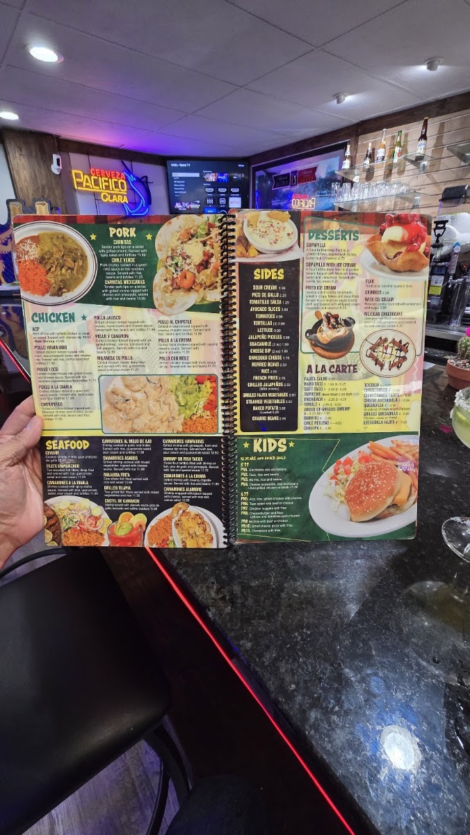 Fiesta Charra Mexican Restaurant & Grill 2 menu board
