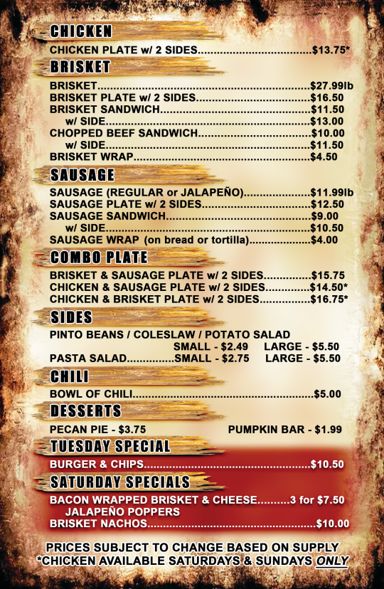 The Gas Station menu board