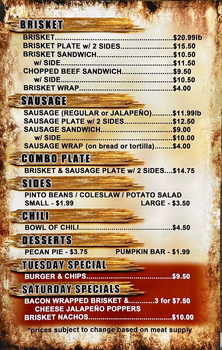 The Gas Station menu board