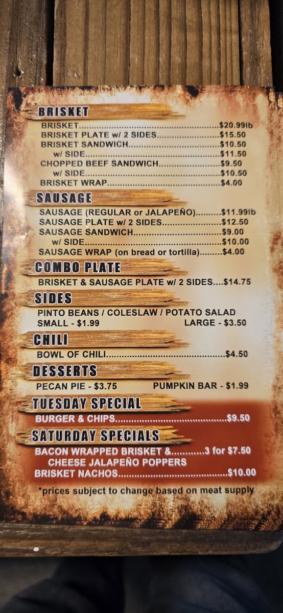 The Gas Station menu board
