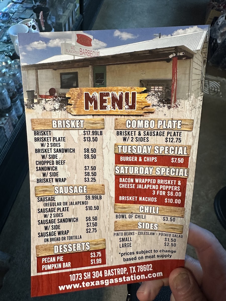 The Gas Station menu board