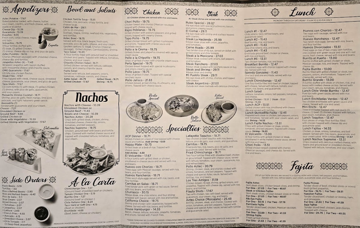 Aztec Urban MX menu board