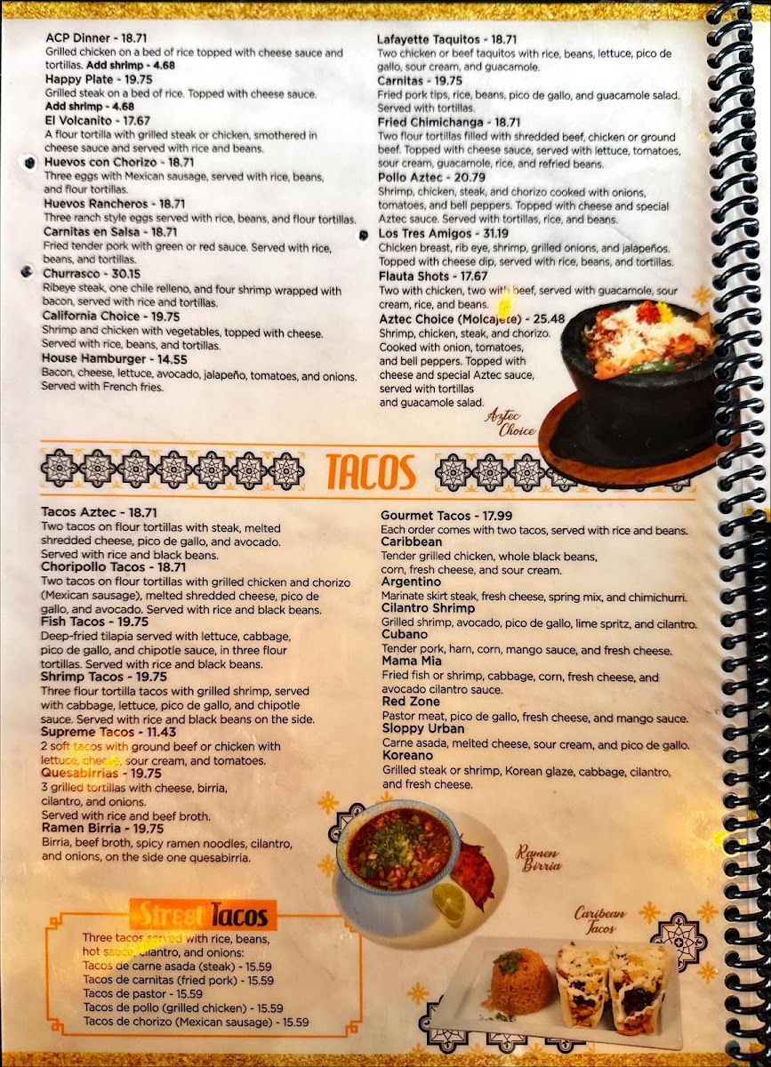 Aztec Urban MX menu board