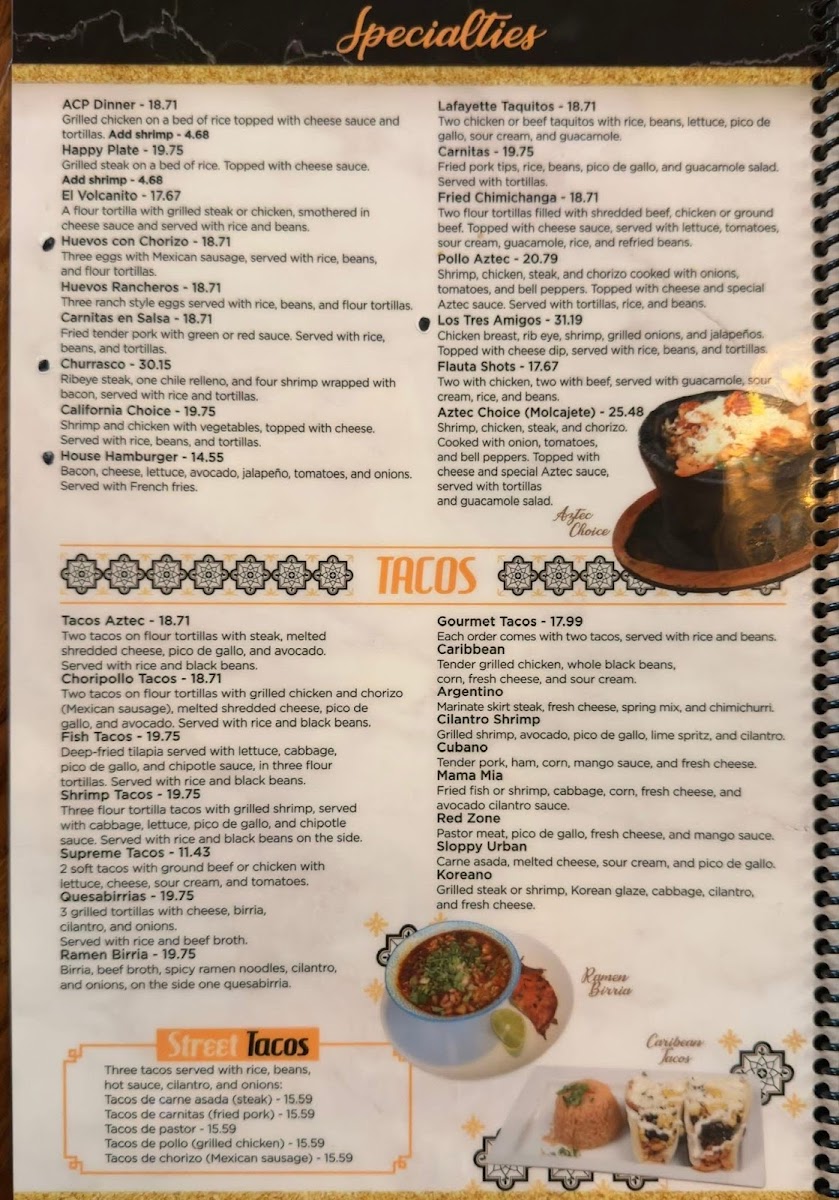 Aztec Urban MX menu board