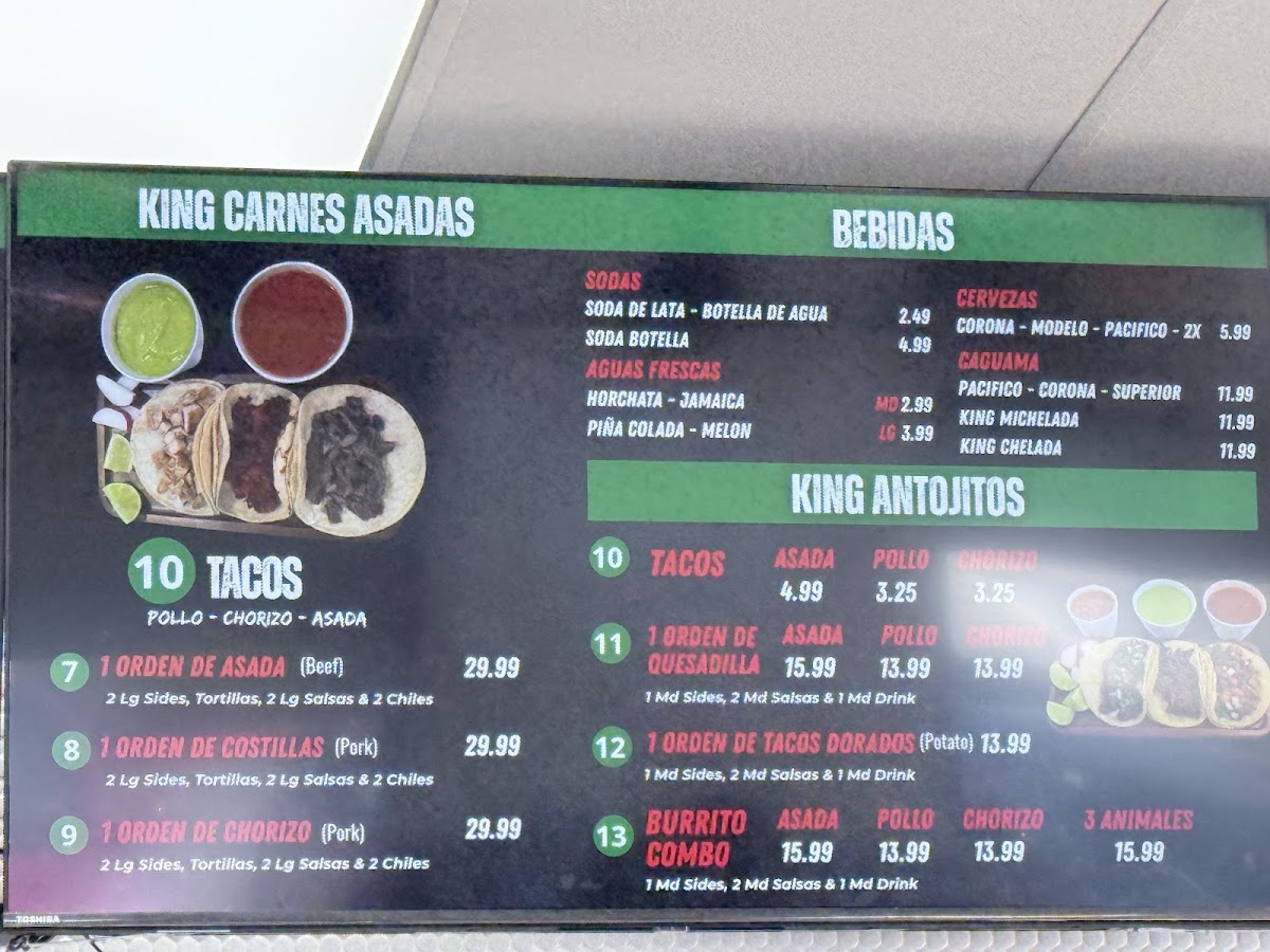 King Pollo menu board