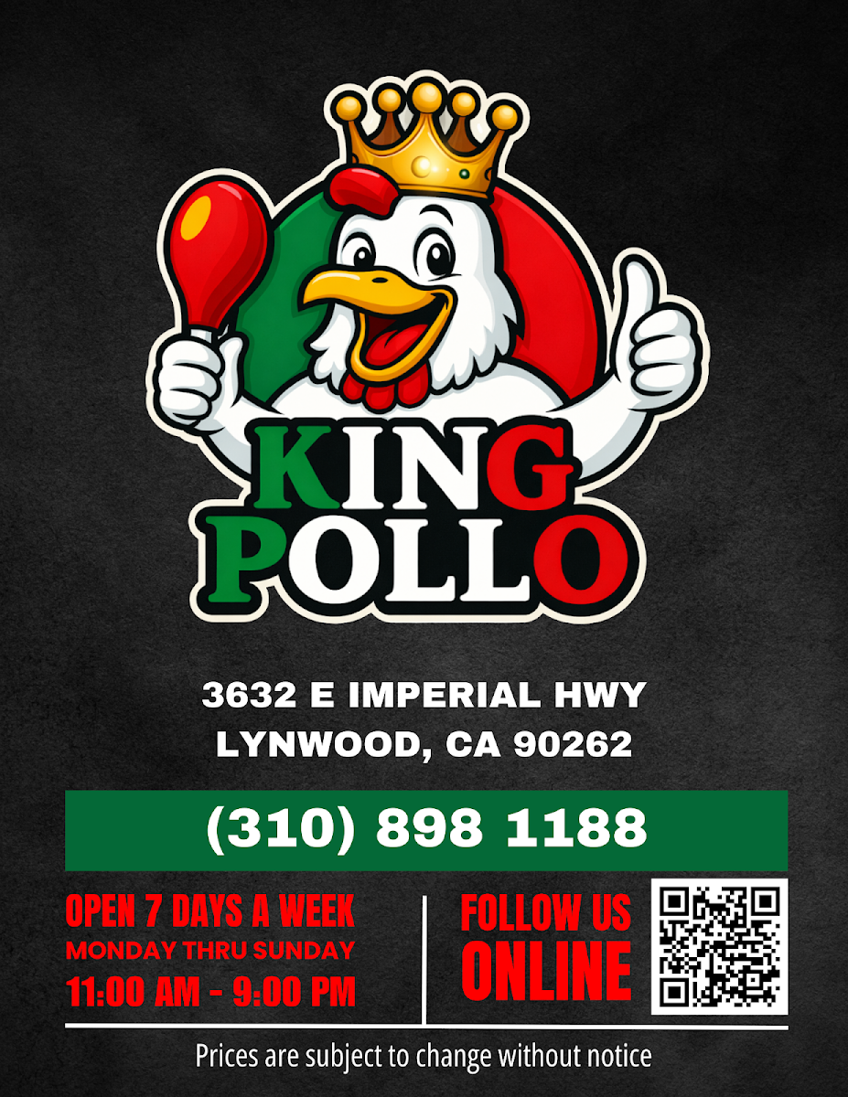 King Pollo menu board