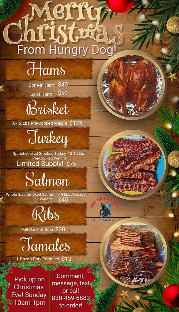 Hungry Dog Roadside Eats menu board