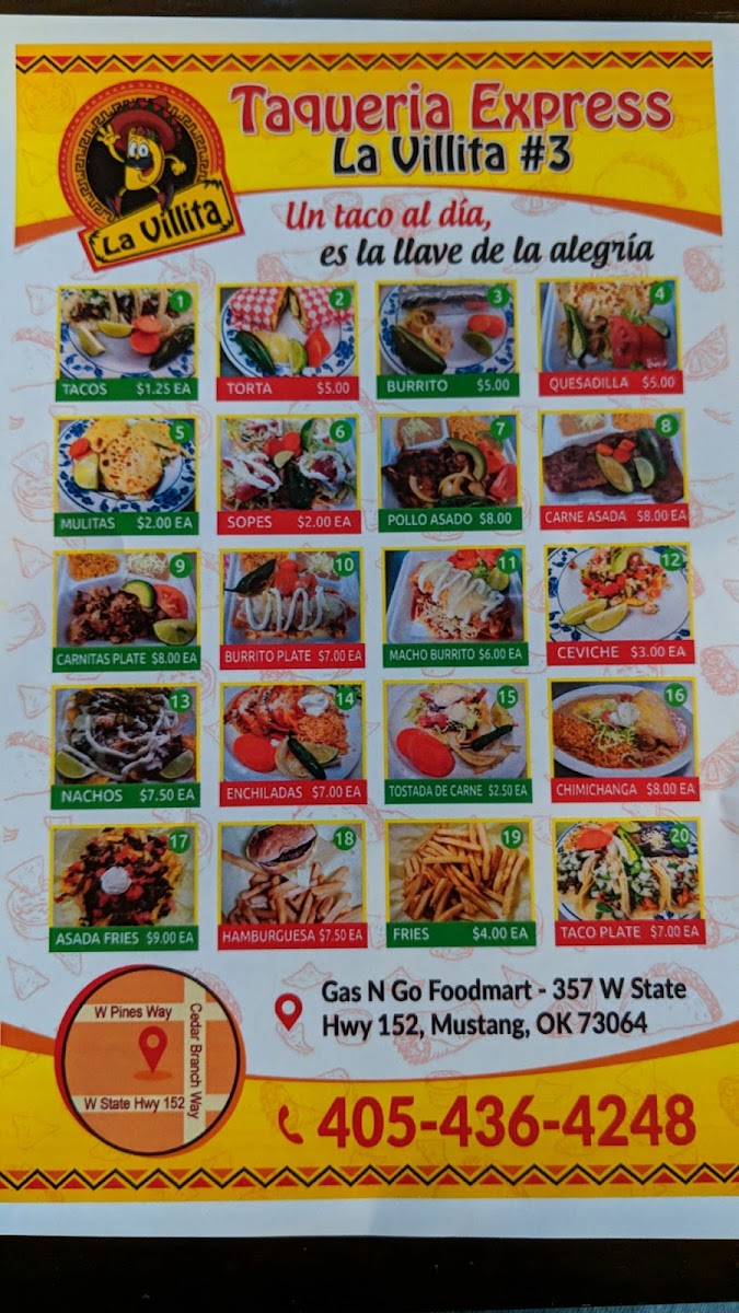 Taqueria Express La Villita #3 menu board