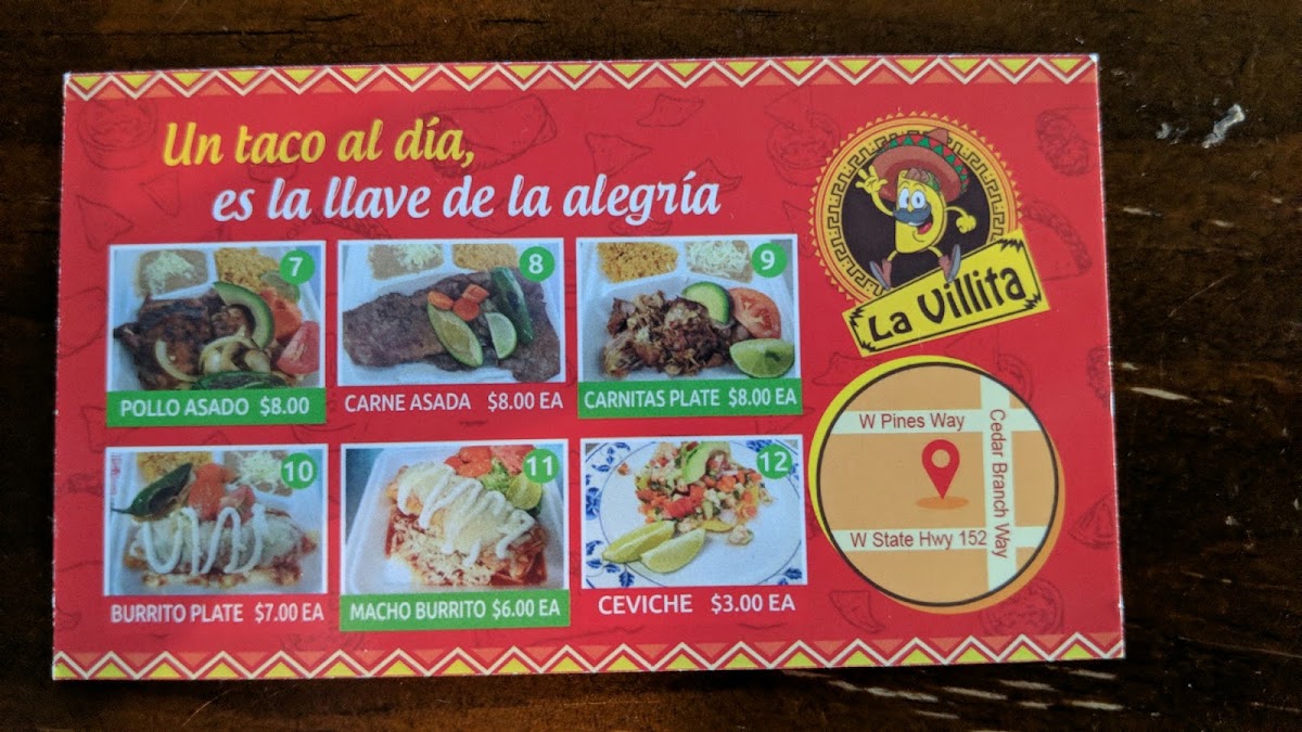 Taqueria Express La Villita #3 menu board