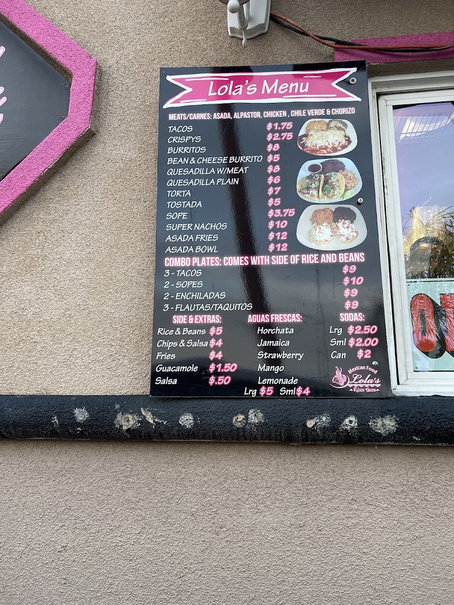 Lola’s menu board
