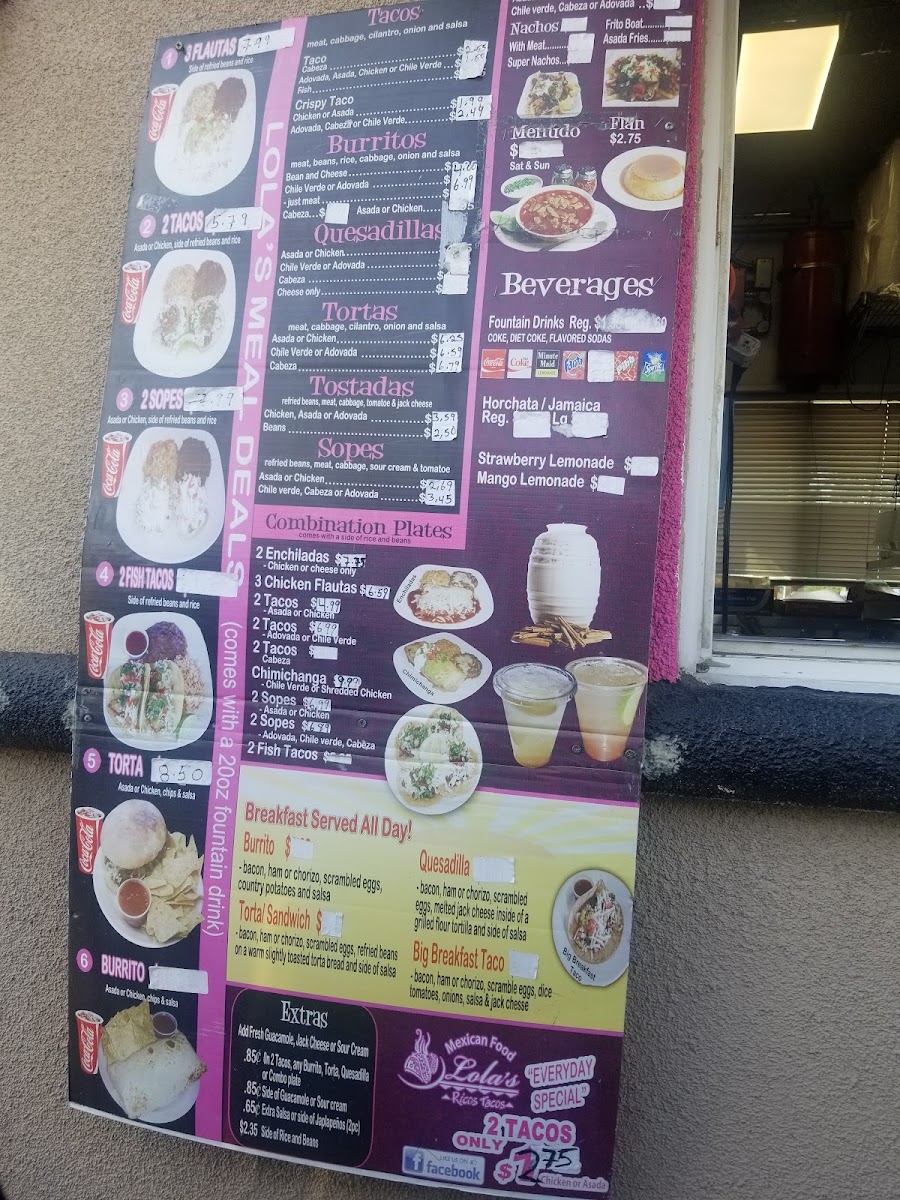 Lola’s menu board