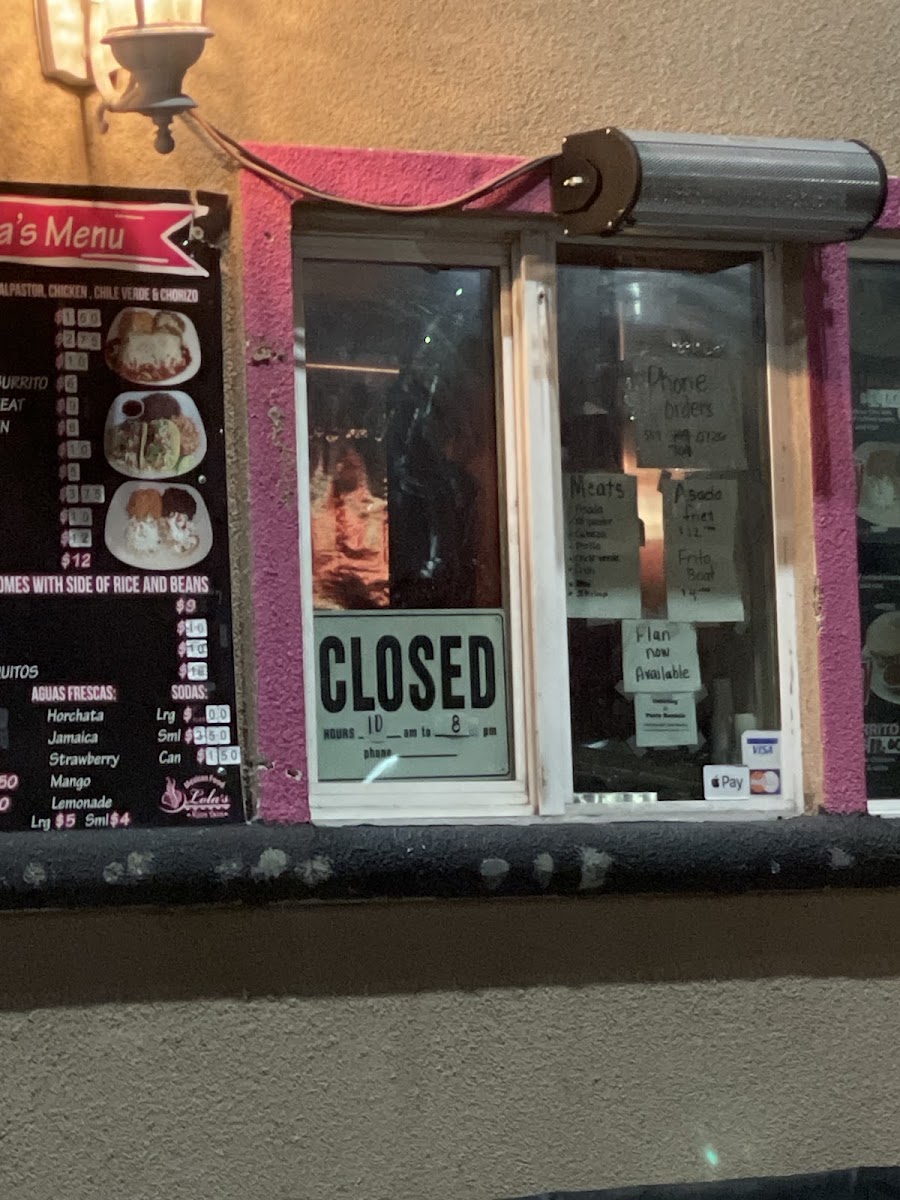 Lola’s menu board