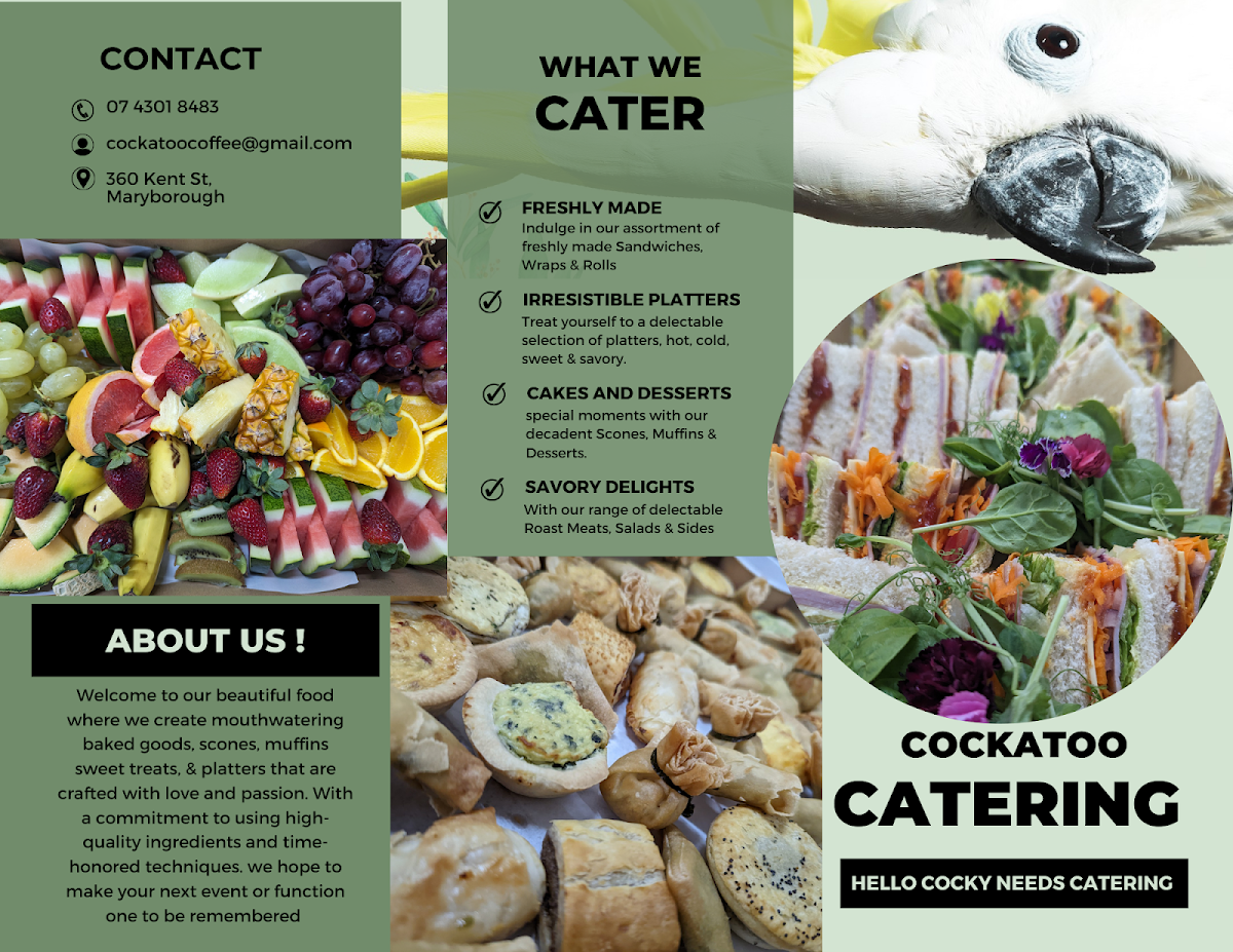 Cockatoo Coffee Cafe Catering menu board