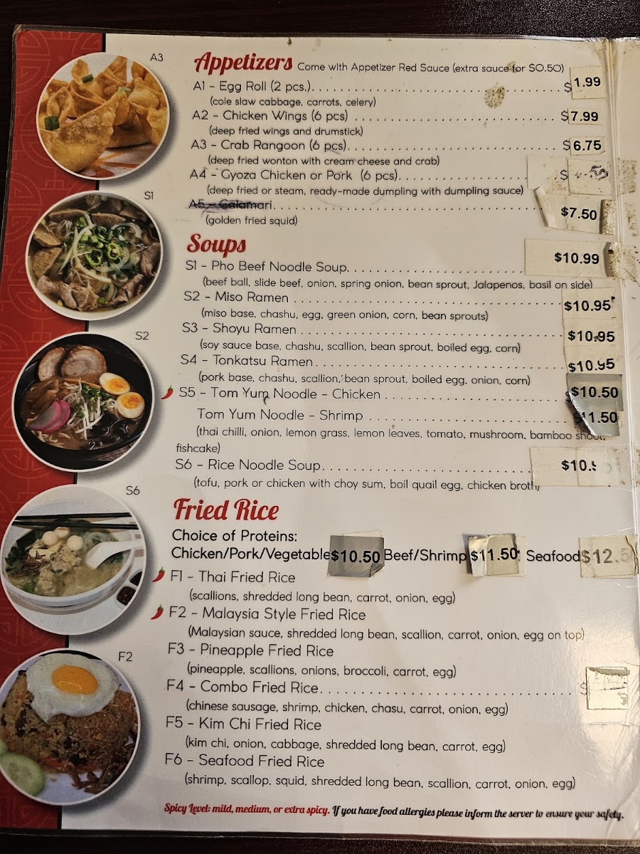 New Asian Taste menu board