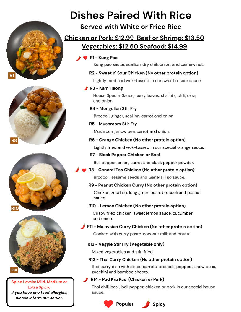 New Asian Taste menu board