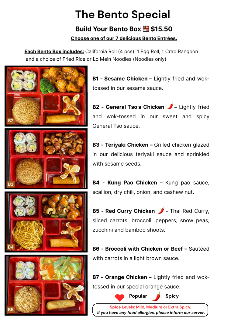 New Asian Taste menu board