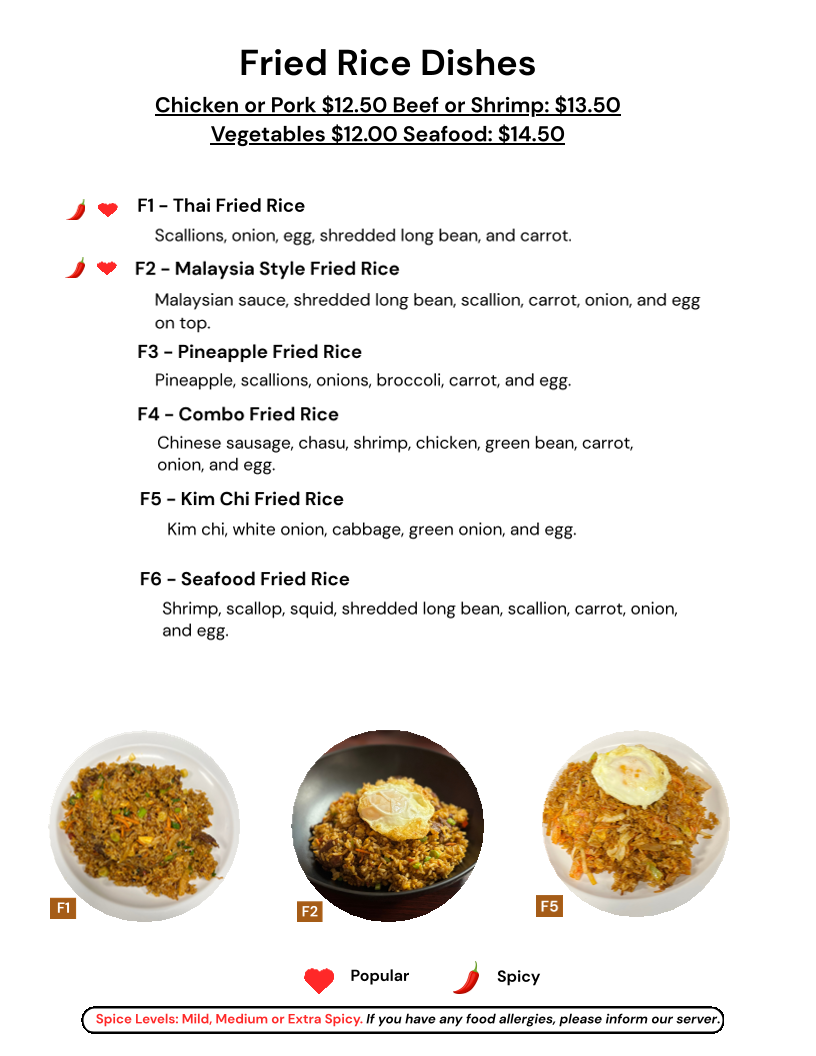 New Asian Taste menu board