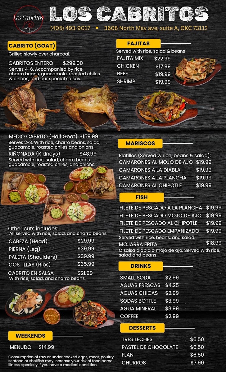 Los Cabritos Estilo Nuevo Leon menu board