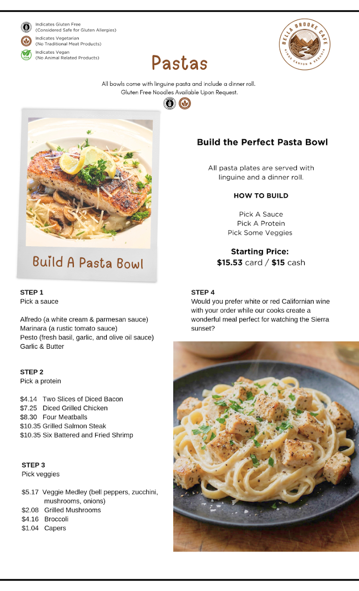 Bella Brooke Cafe at Gena's Sierra Inn: Family Restaurant menu board