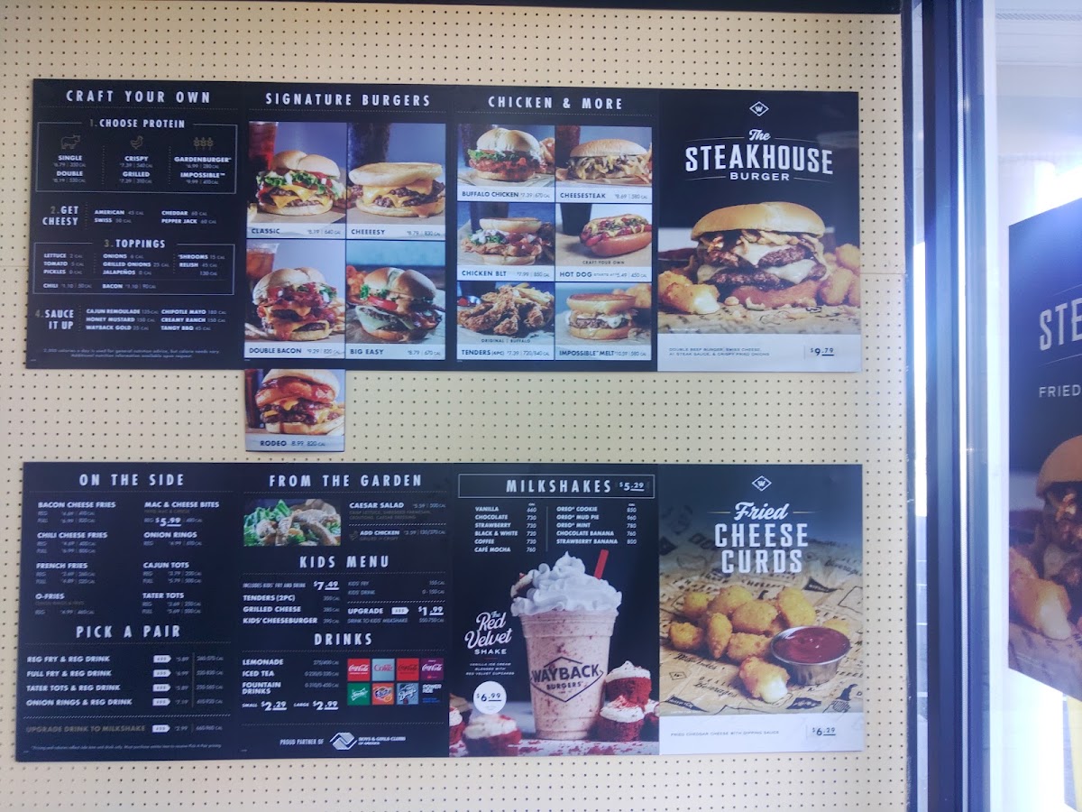 Wayback Burgers menu board