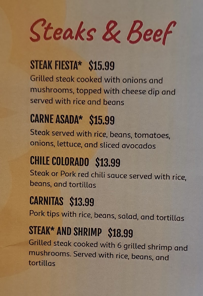 Mi Casa Grill and Cantina menu board