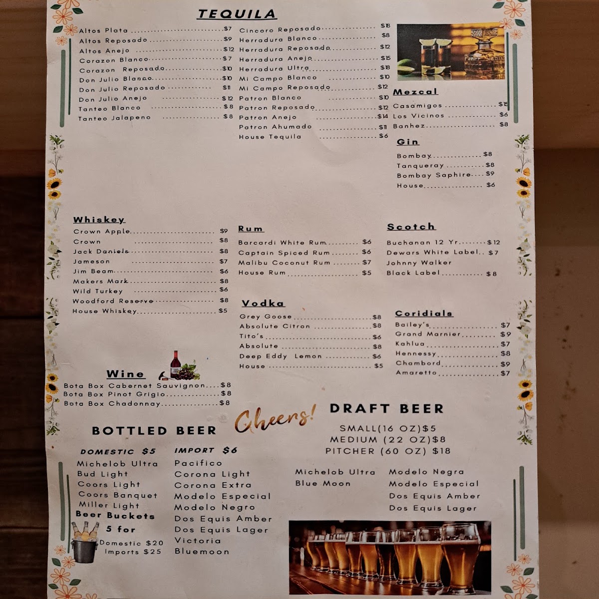 Mi Casa Grill and Cantina menu board