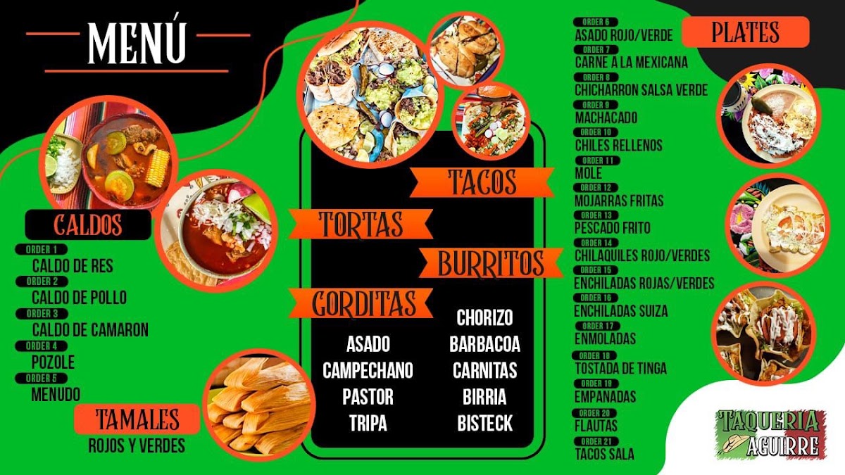 Taqueria Aguirre menu board