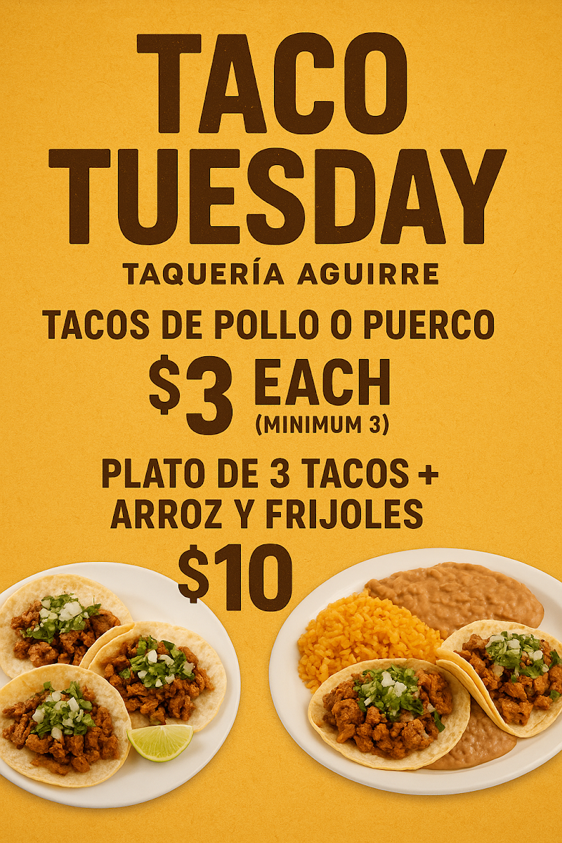Taqueria Aguirre menu board