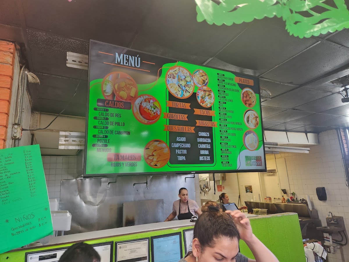 Taqueria Aguirre menu board