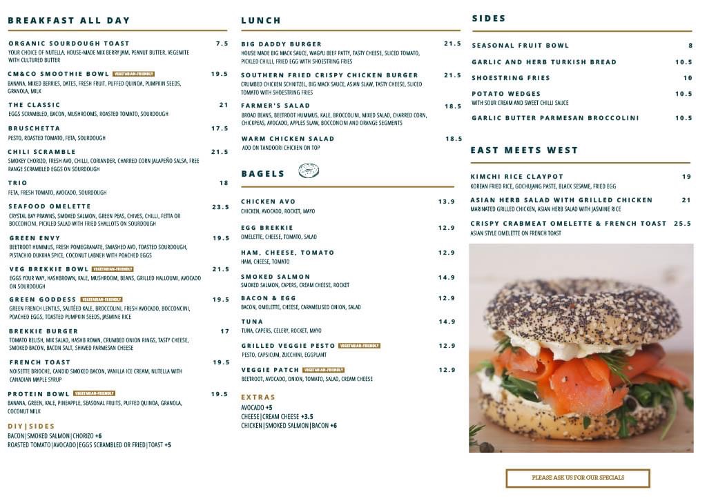 CM&Co. Café - Roasters menu board