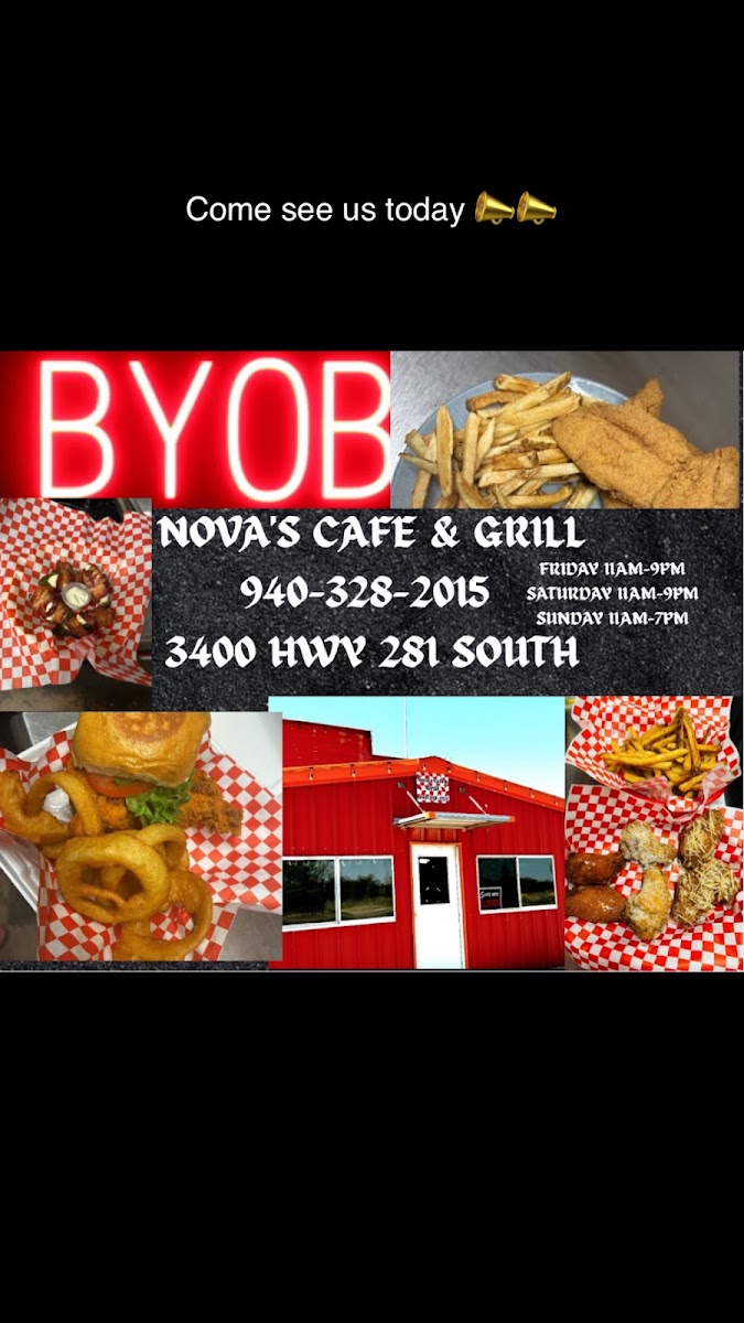 Nova’s Cafe & Grill menu board
