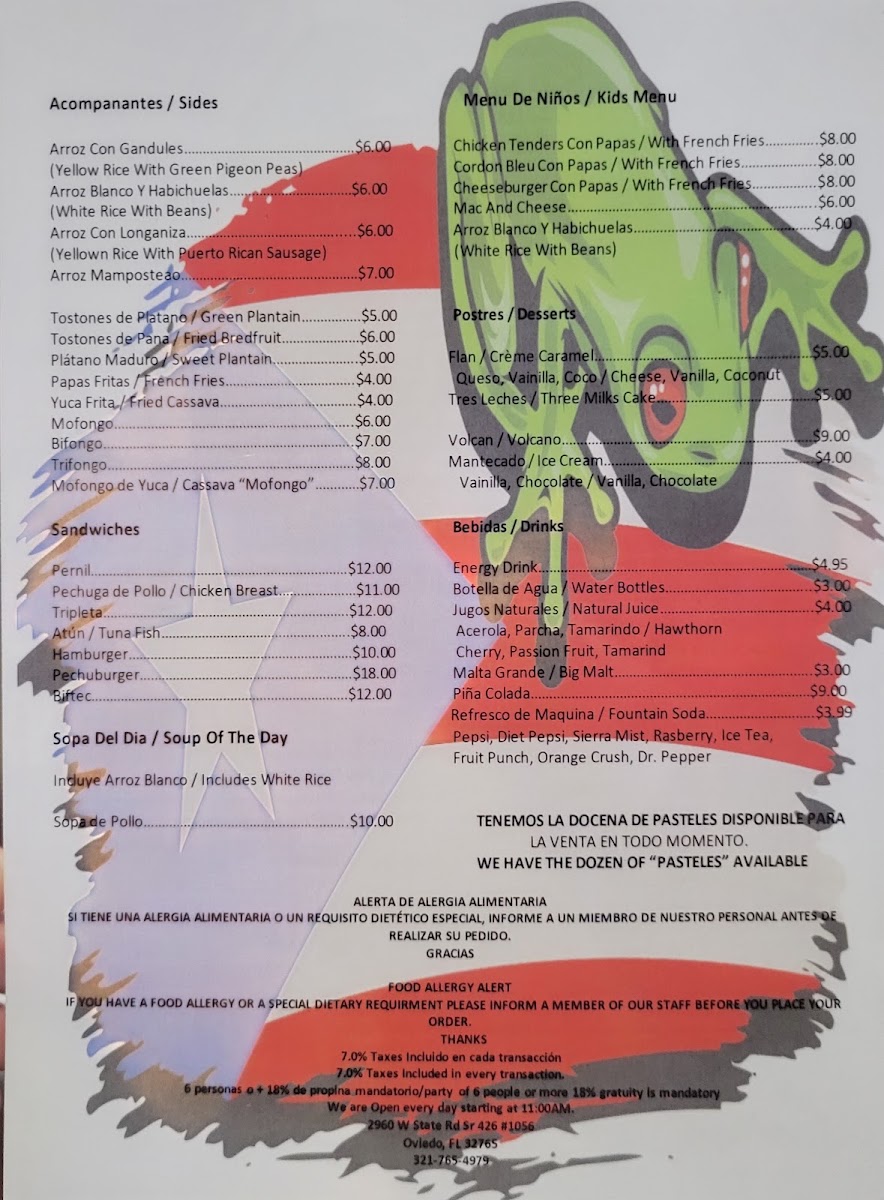 Como en casa restaurant menu board