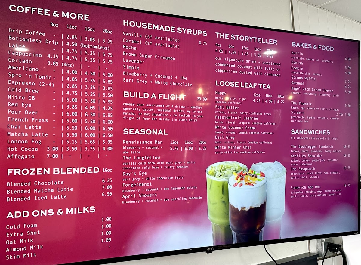 Myth & Legend menu board