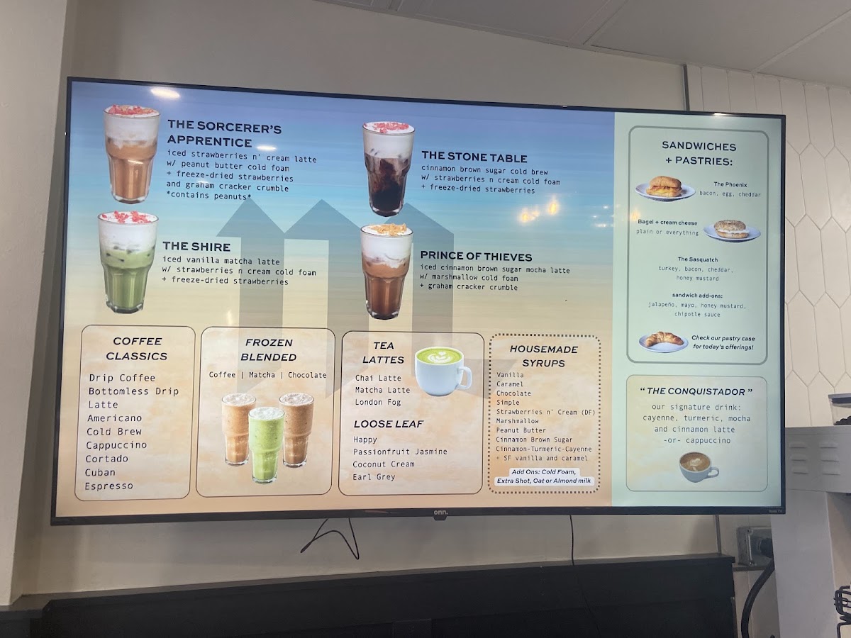 Myth & Legend menu board