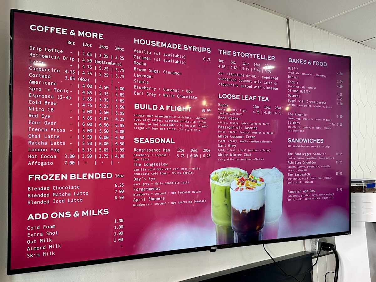 Myth & Legend menu board