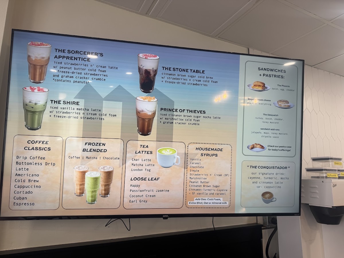 Myth & Legend menu board