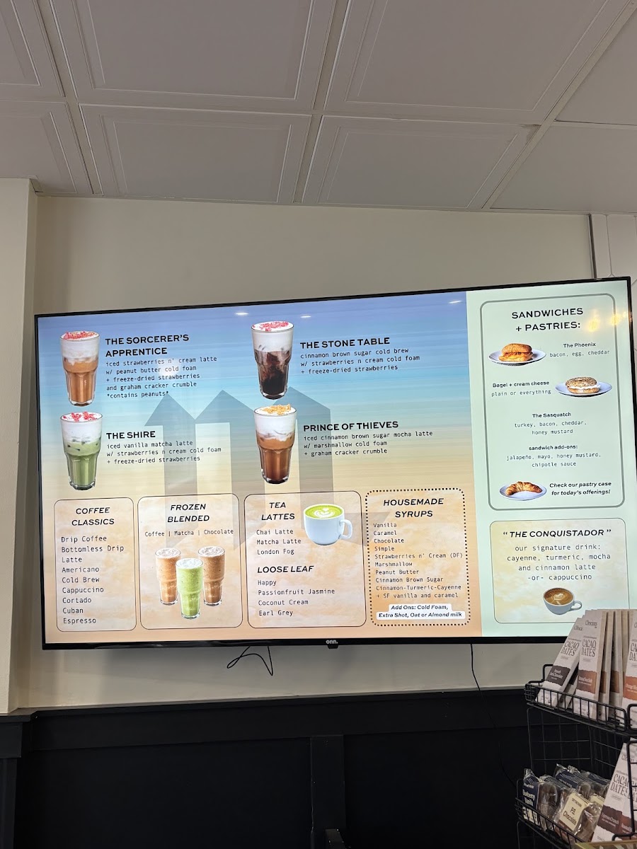Myth & Legend menu board
