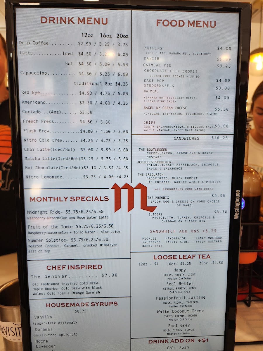 Myth & Legend menu board