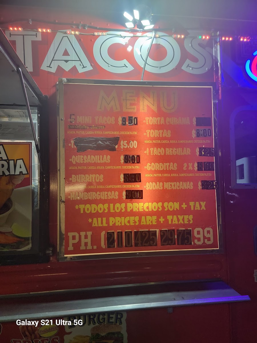 El Paisano Mini Tacos menu board