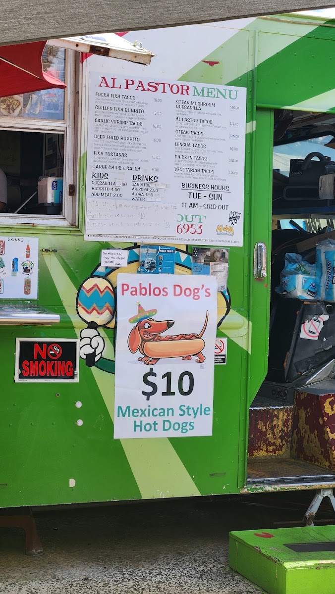 Al Pastor Tacos menu board