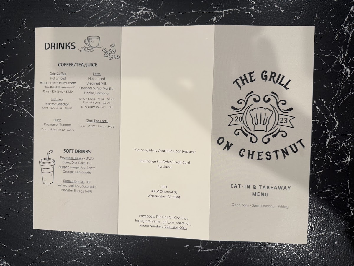 The Grill on Chestnut menu board