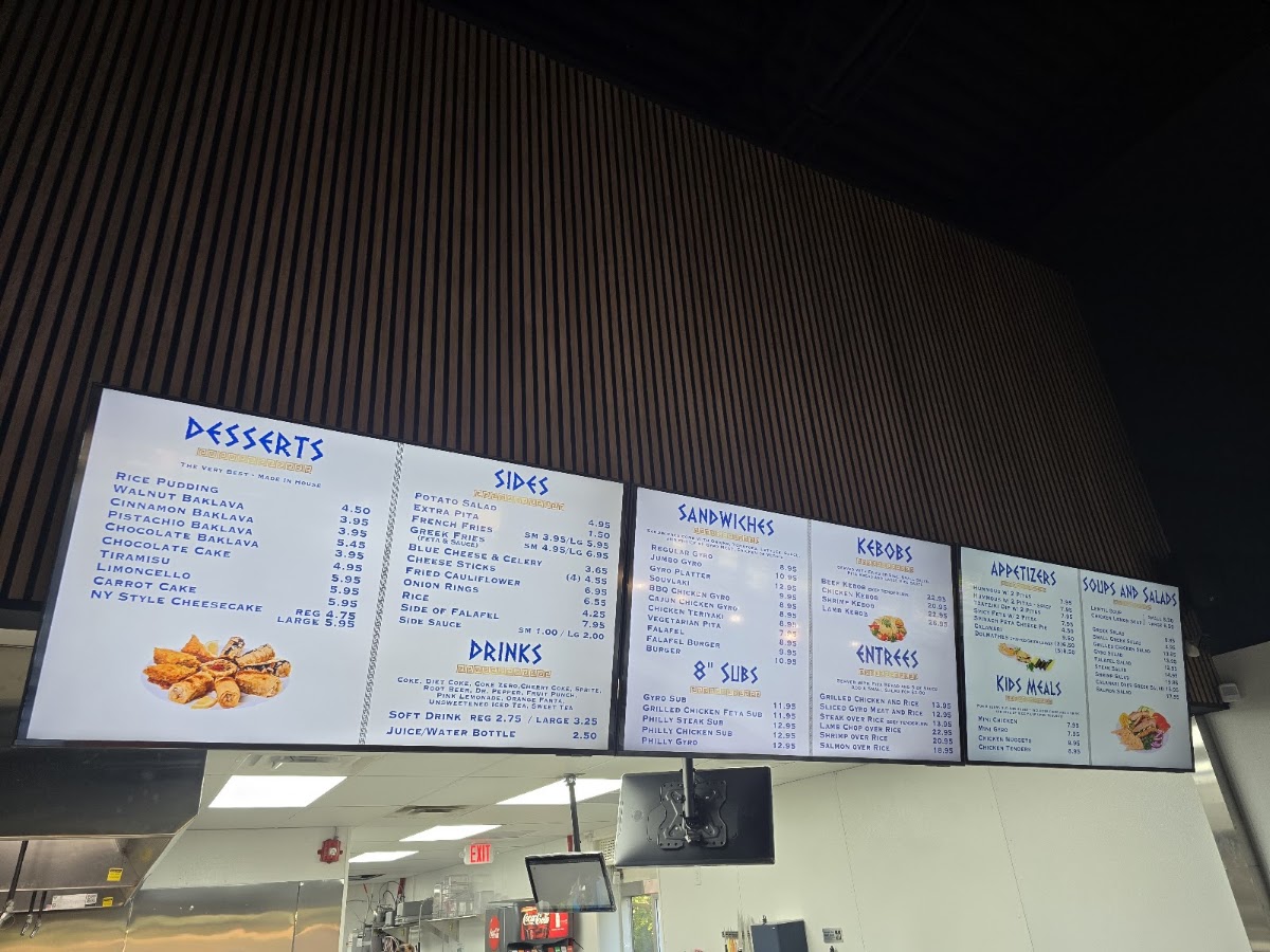 Gyro City Grill menu board