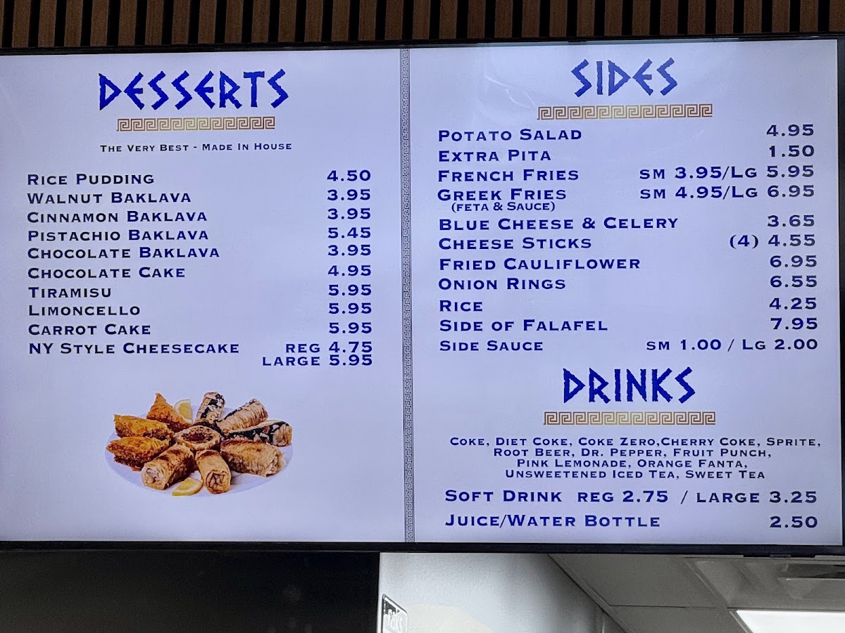 Gyro City Grill menu board