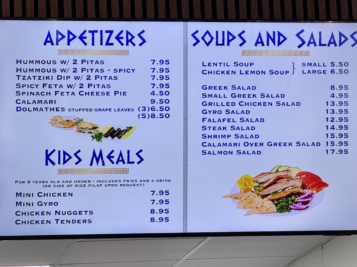 Gyro City Grill menu board