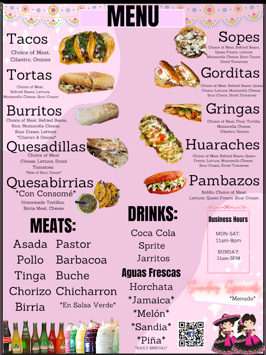 Taqueria Dos Hermanas menu board