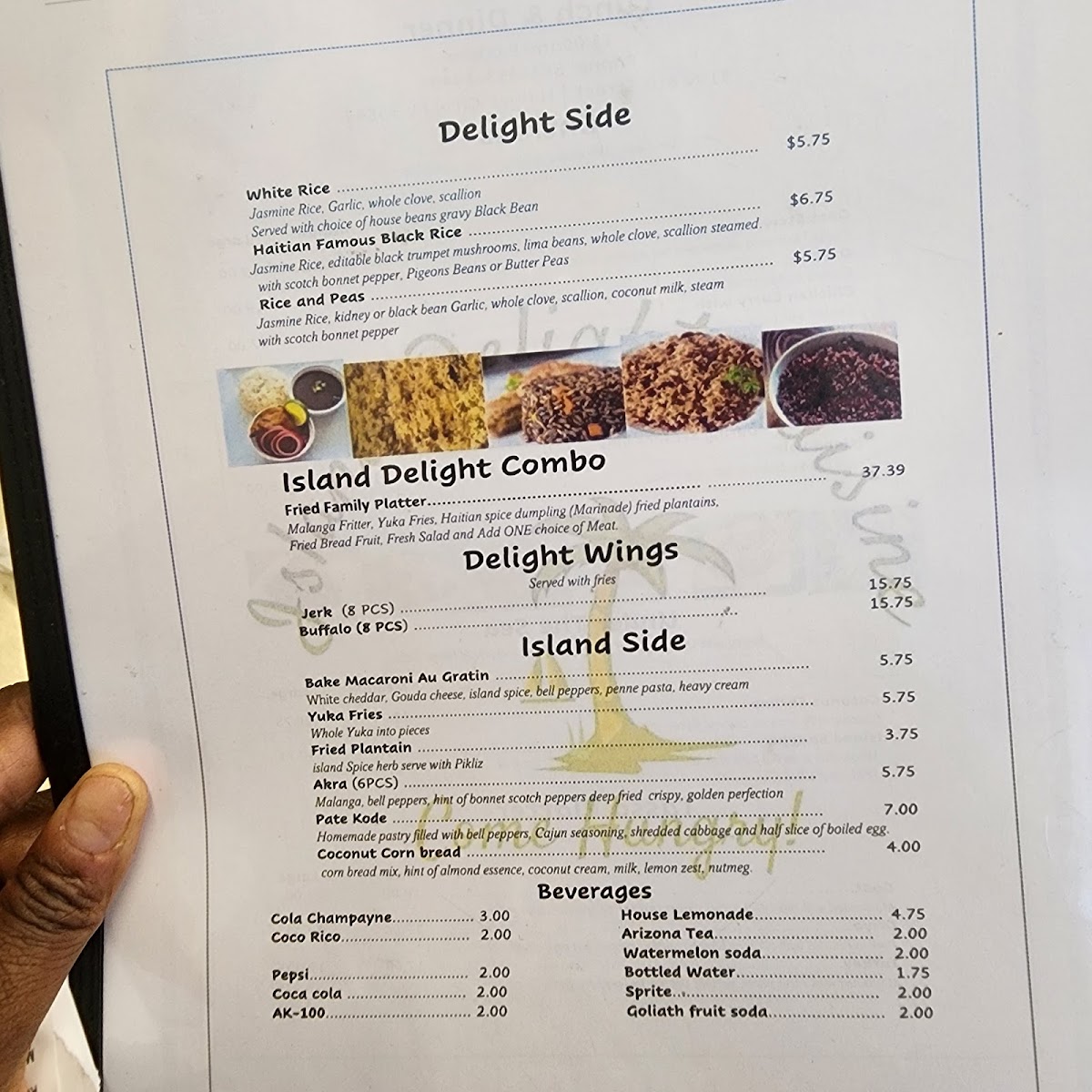 Island Delight Cuisine, Come Hungry(Authentic Haitian Restaurant) menu board